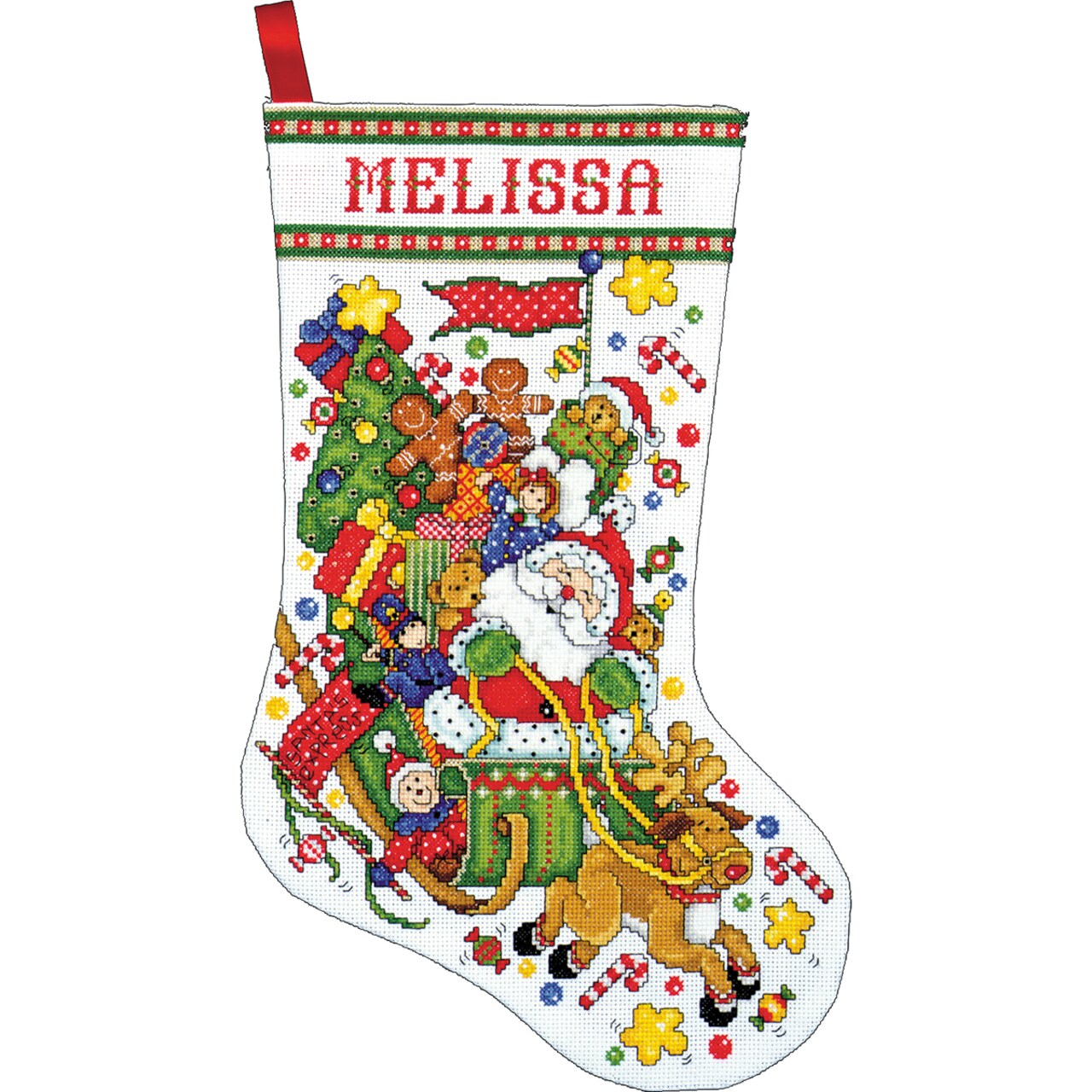 Design Works Counted Cross Stitch Stocking Kit 17 Long-Santa & Sleigh (14  Count)